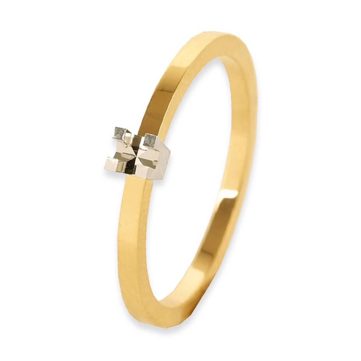 14K Gouden damesring solitair 0.08ct