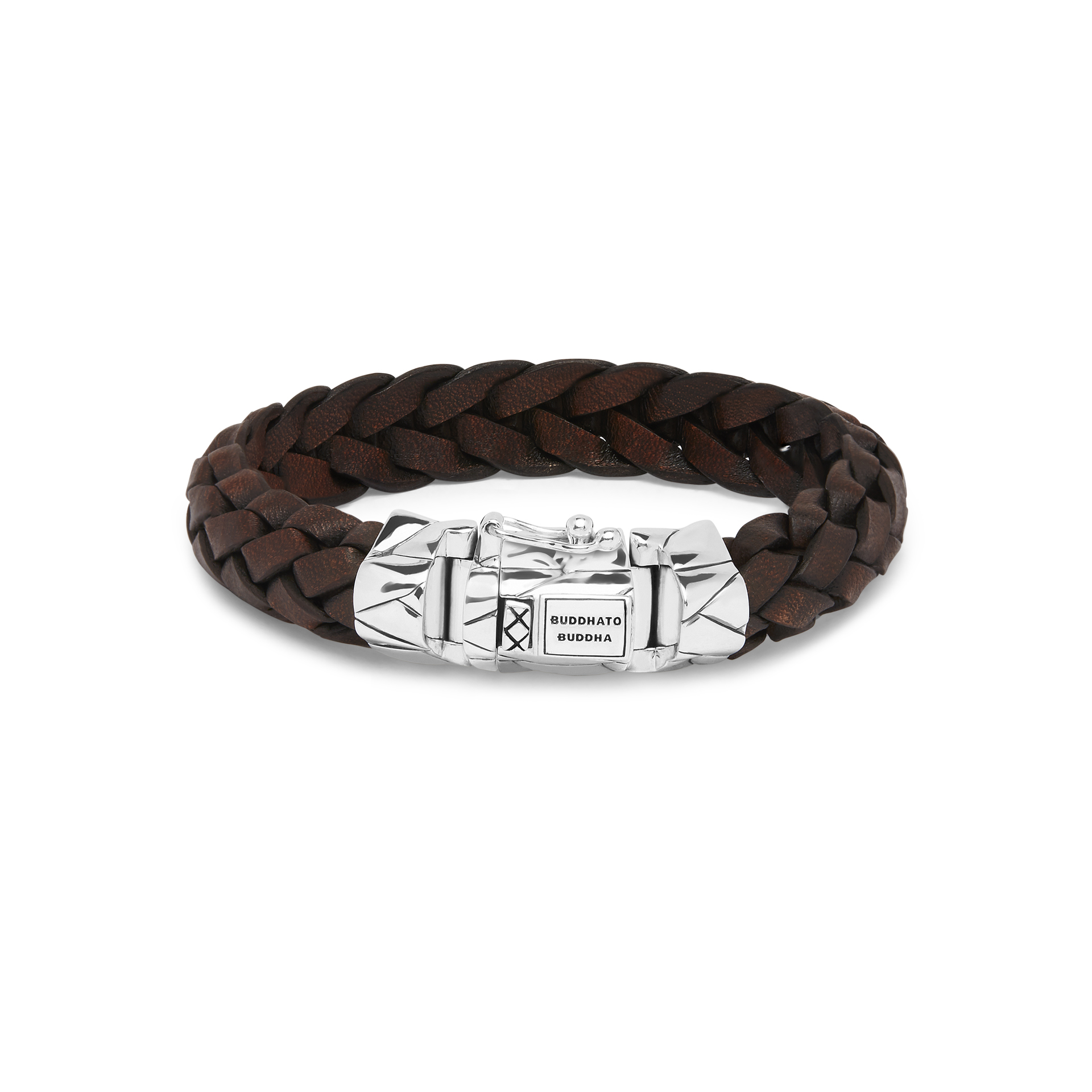 Buddha To Buddha armband bruin leer en zilver