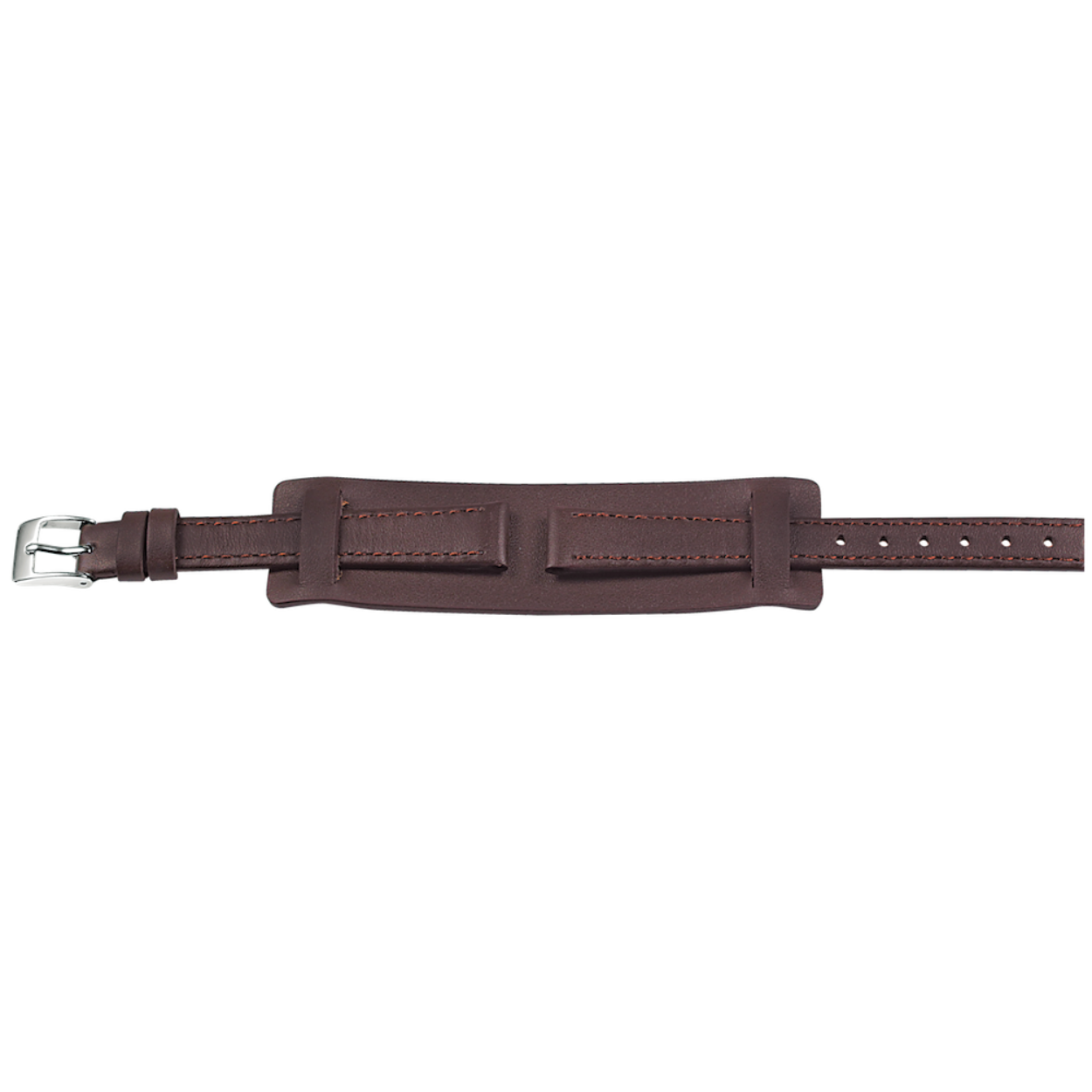 Horlogeband leder 14mm bruin leer met een onderstuk wat onder de horlogekast zit