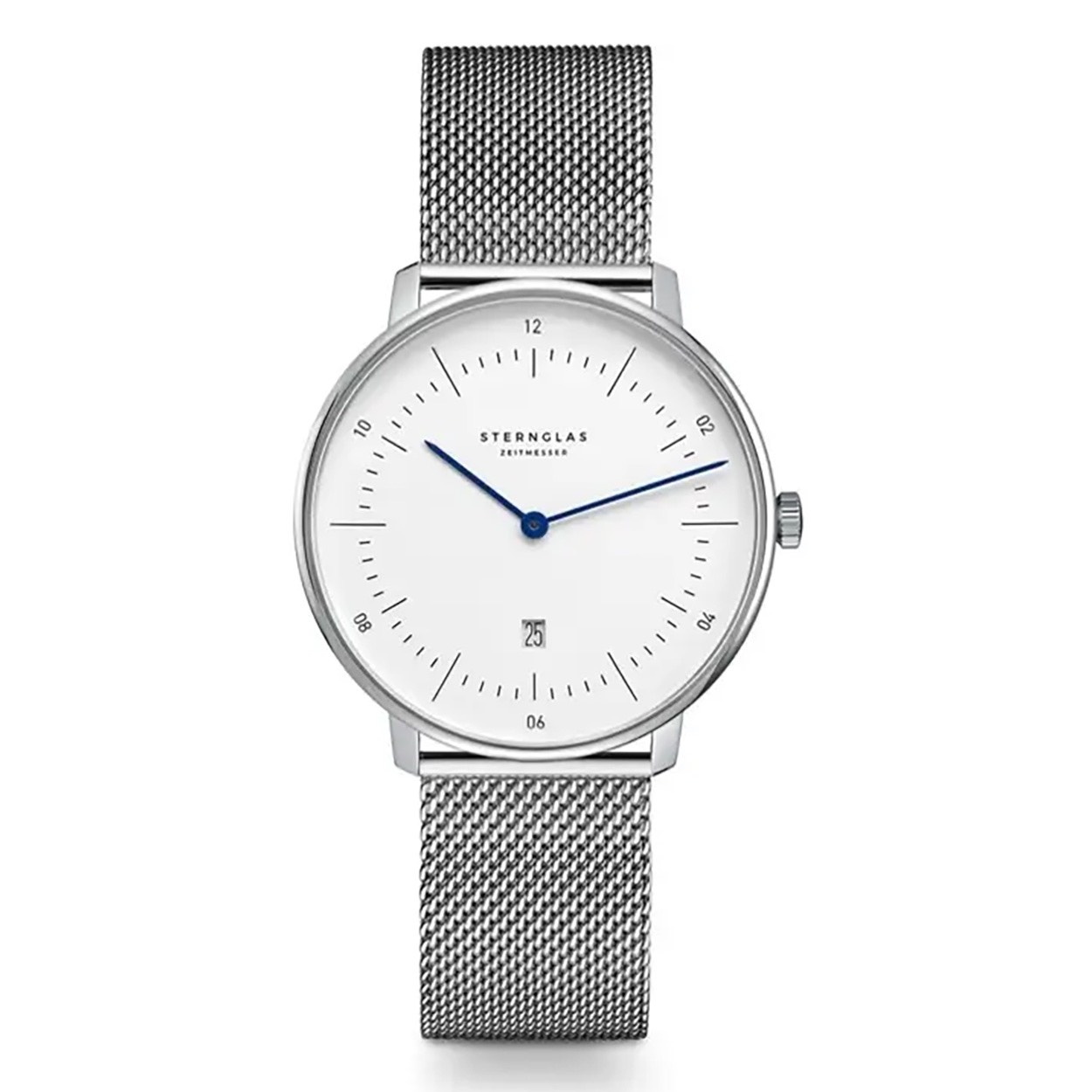 Sternglas Naos XS Dameshorloge S01-ND01-MI01

- Behuizing gemaakt van staal, in de kleur zilver
- Horlogeband gemaakt van staal, in de kleur zilver, met druksluiting
- Quartz uurwerk, werkt op batterijen
- Datum weergave
- Voorzien van saffierglas, zeer hard en vrijwel krasvrij
- 5 ATM waterdicht, geschikt om mee te douchen.
- Breedte van de behuizing is 33 mm
- Dikte van de behuizing is 6 mm