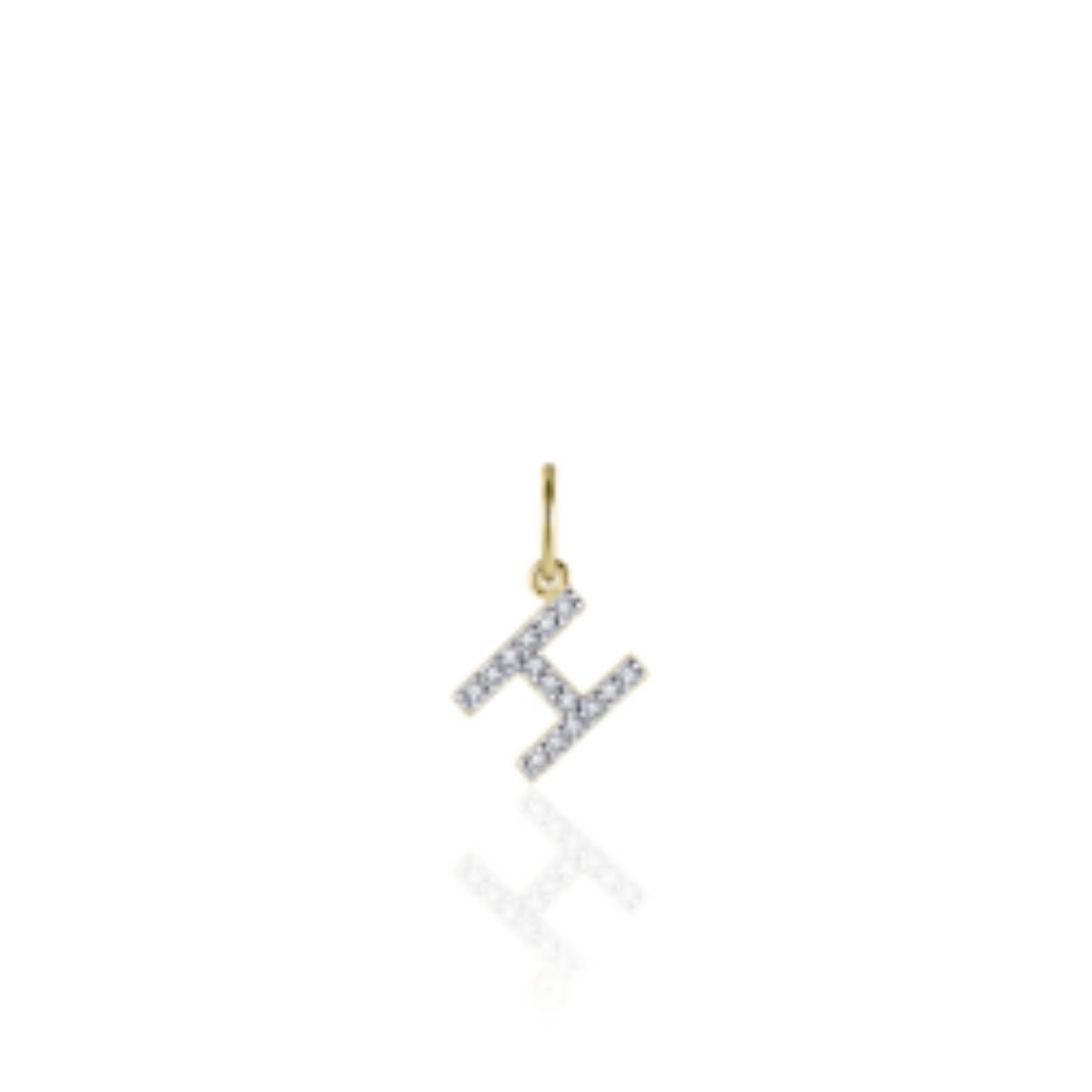 letter H | zilver goldplated | zirkonia's