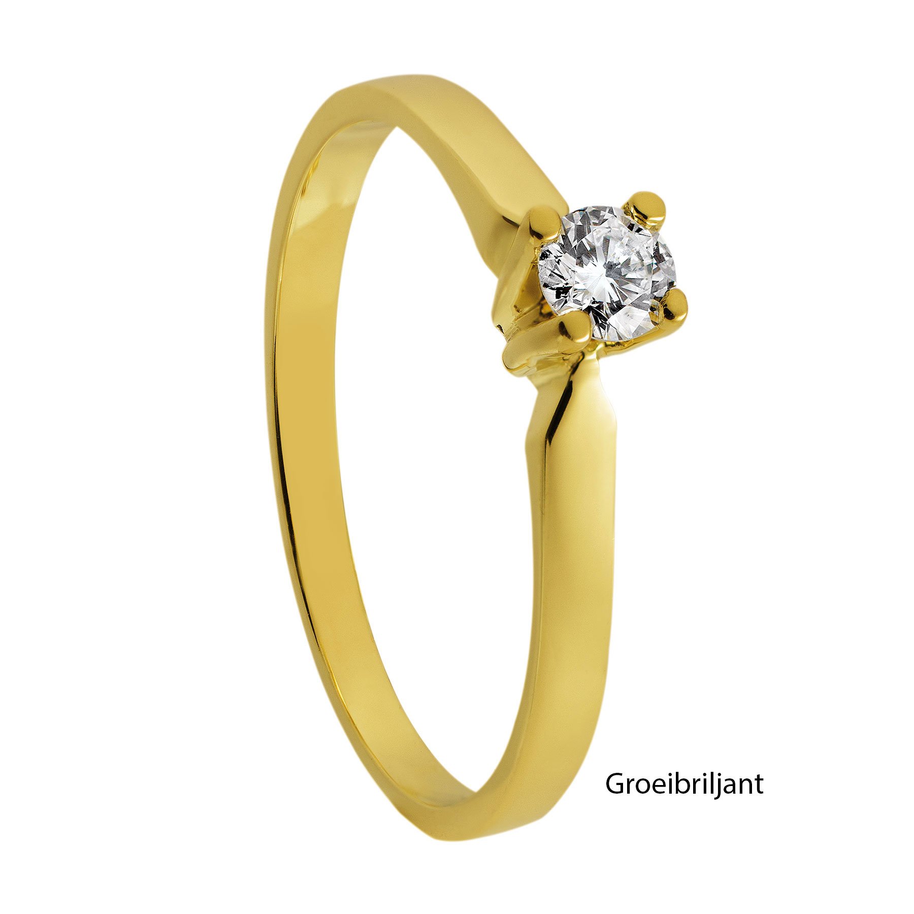 IDN 14krt geelgouden ring met  diamant