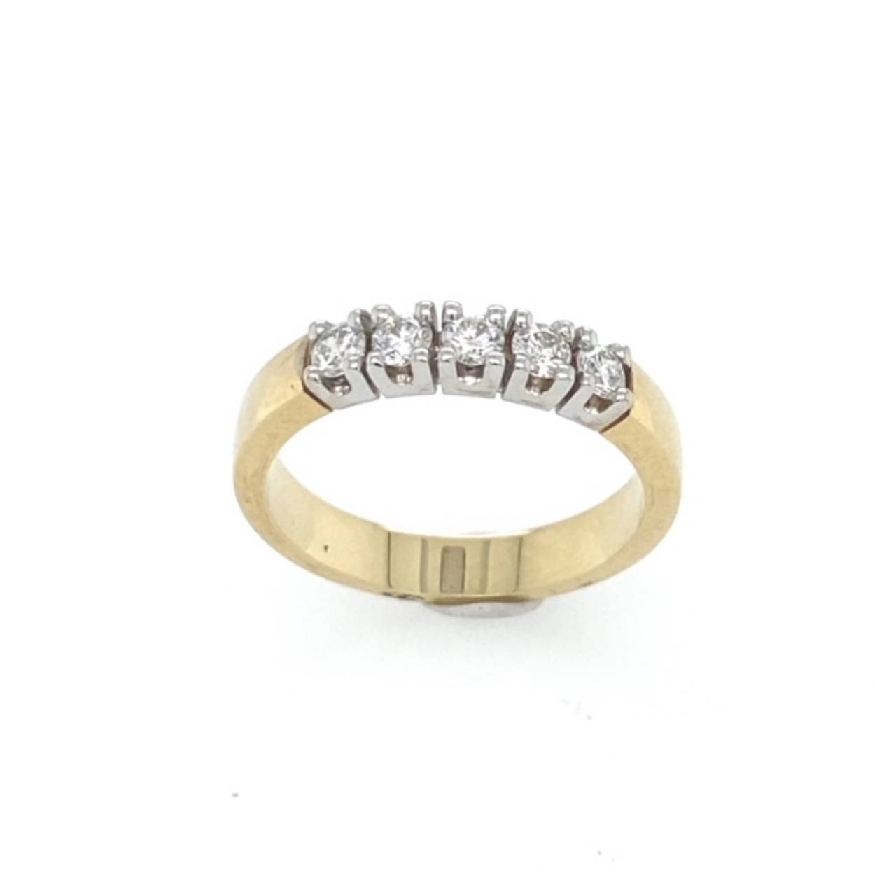 gouden R&C rijring model 1700 met 5x0.03ct P/W