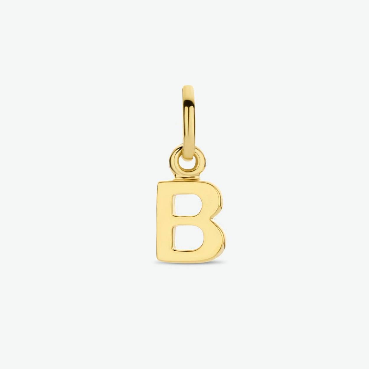 925 zilveren hanger verguld letter B uitgevoerd in een letter. Geen garantie op plating.