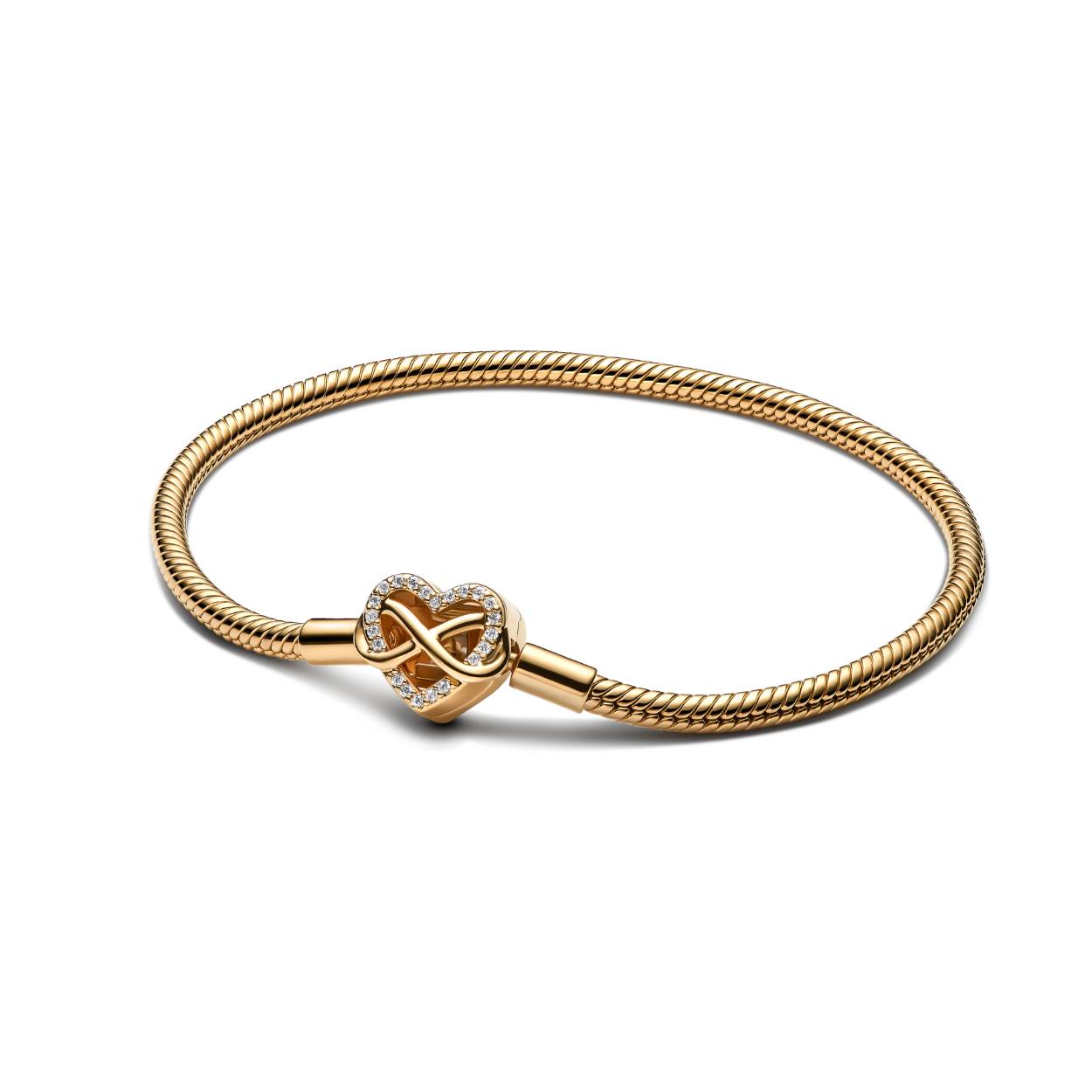 Infinty hart sluiting slangen schakelarmband - goud verguld 