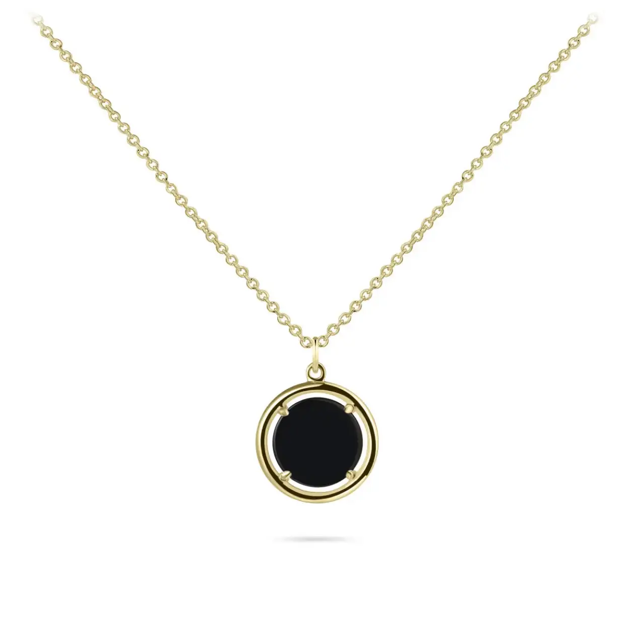 14 karaats geelgouden collier 43-45 cm met hanger zwarte agaat