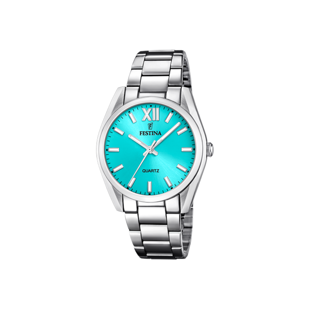 Damesuurwerk van Festina uit de 'Alegria' collectie
Zilverkleurige kast en band in edelstaal
Azuurblauwe wijzerplaat 
Waterdichtheid: 5 ATM
