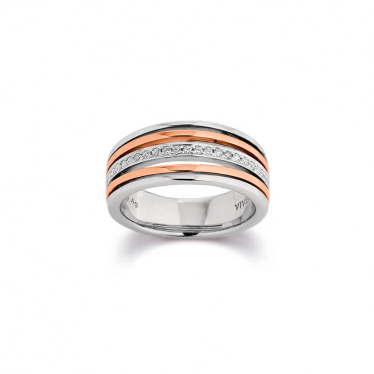 Deze prachtige ring van Viventy is bezet met zirkonia. De maat van de ring is 52. Heeft u interesse in een andere maat? Neem dan contact met ons op.