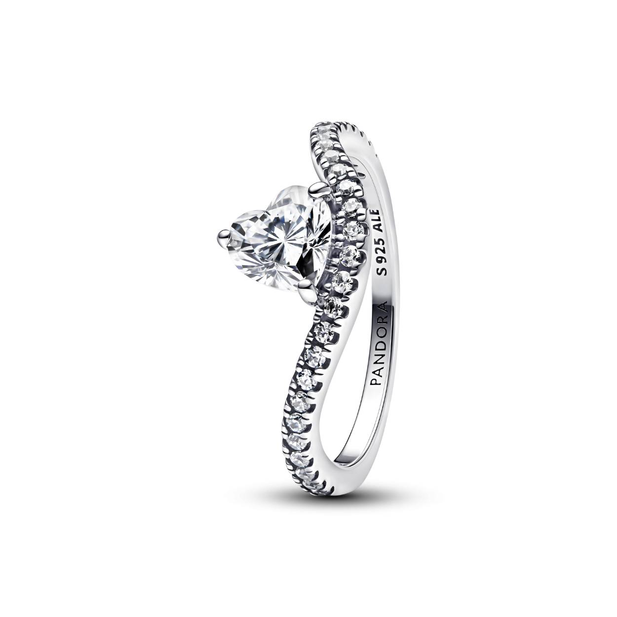 Ring zilver hart met zirkonia - 52