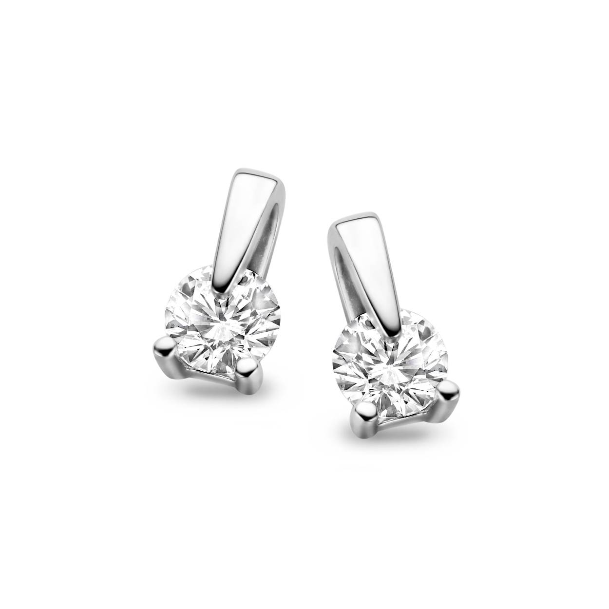 zilver gerhodineerde oorknop met zirkonia van Rosa di Luca