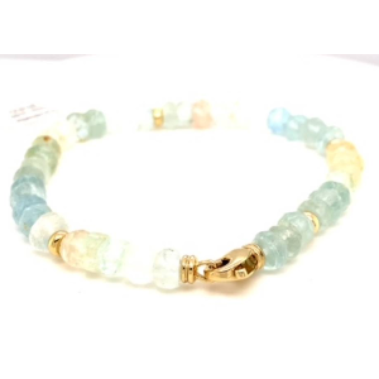 6mm aquamarijn armband met gouden sluiting