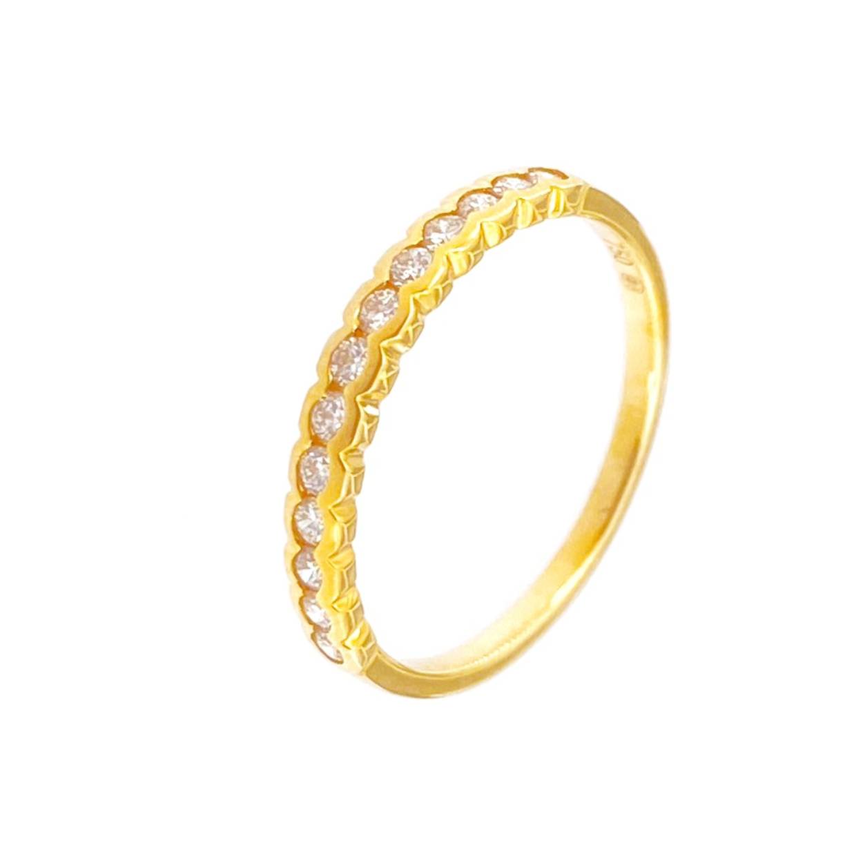 gEEL GOUDEN 18 KT RING MET BRILJANT TROUWRING