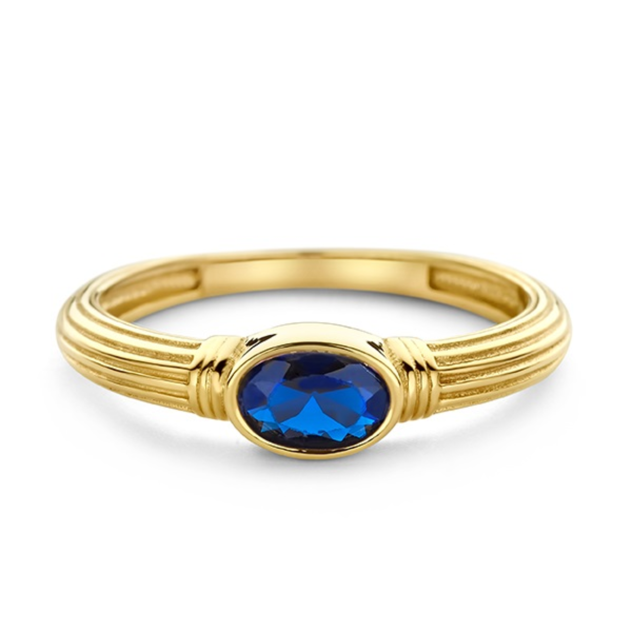 Swing Jewels 14 karaats geelgouden ring met blauwe zirkonia
Ringmaat: 54