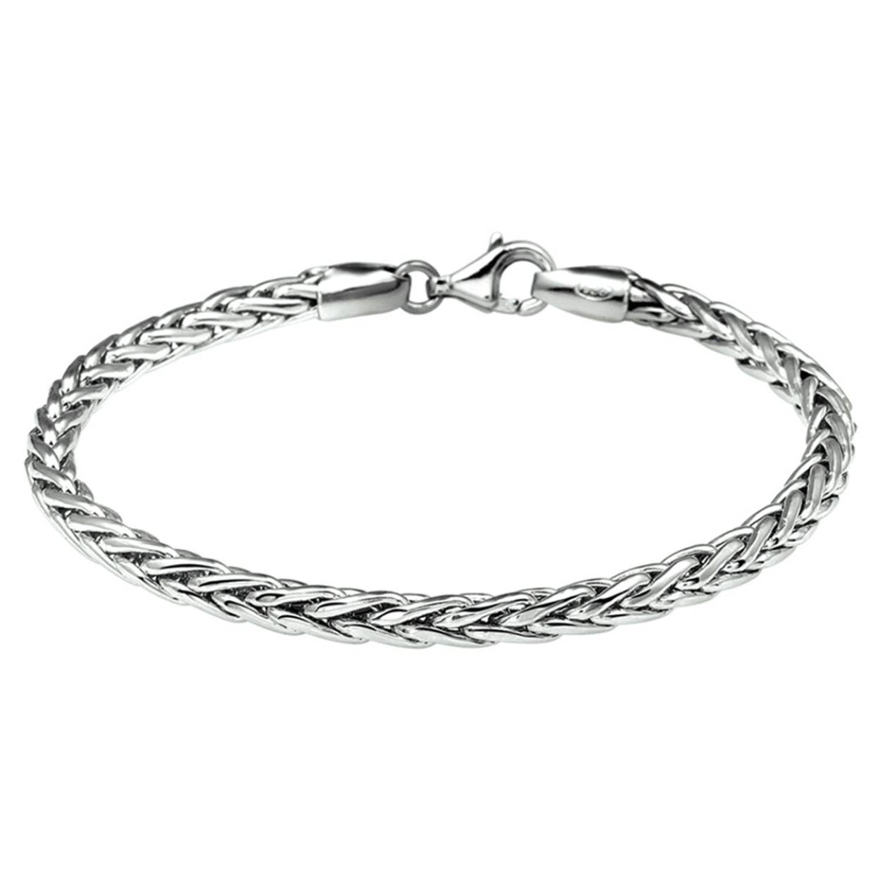 Gerhodineerd zilveren armband met vossestaart schakel.
