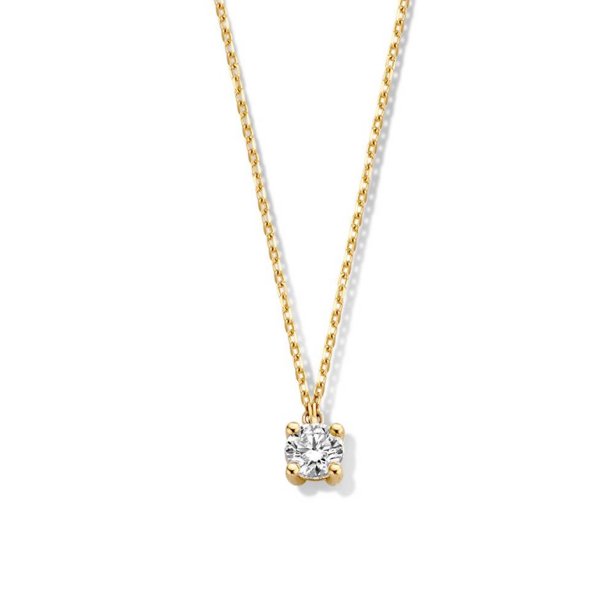 18 Karaat geel gouden Aurore solitair collier met 0.30 crt Lab-Grown Diamonds. Model Olivia.
Collier Olivia in onderdeel van onze schitterende solitair serie. Deze collectie bevat solitair sieraden die stralen in hun elegantie en eenvoud. Kies zelf de gewenste steengrootte van jouw diamant. De stijlvolle Olivia hanger is in verschillende maten beschikbaar.
Bij het Olivia collier hangt de fonkelende diamant in gouden zetting aan een mooi en tegelijk sterke ketting met ankerschakel. 
Collier Olivia is onderdeel van een set, in onze collectie zijn bijpassende oorbellen en een ring te vinden. 
