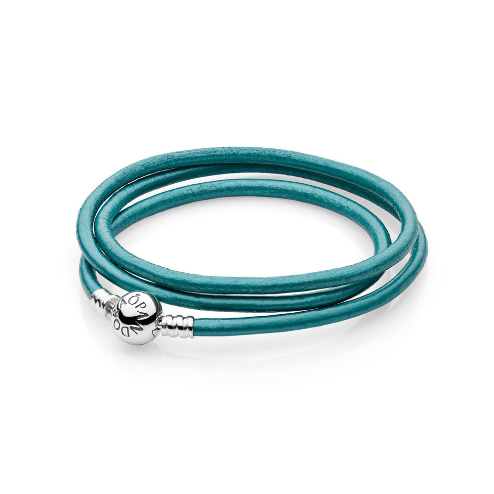 Pandora armband turquoise 3 dubbel, 61 cm (20,5 cm)