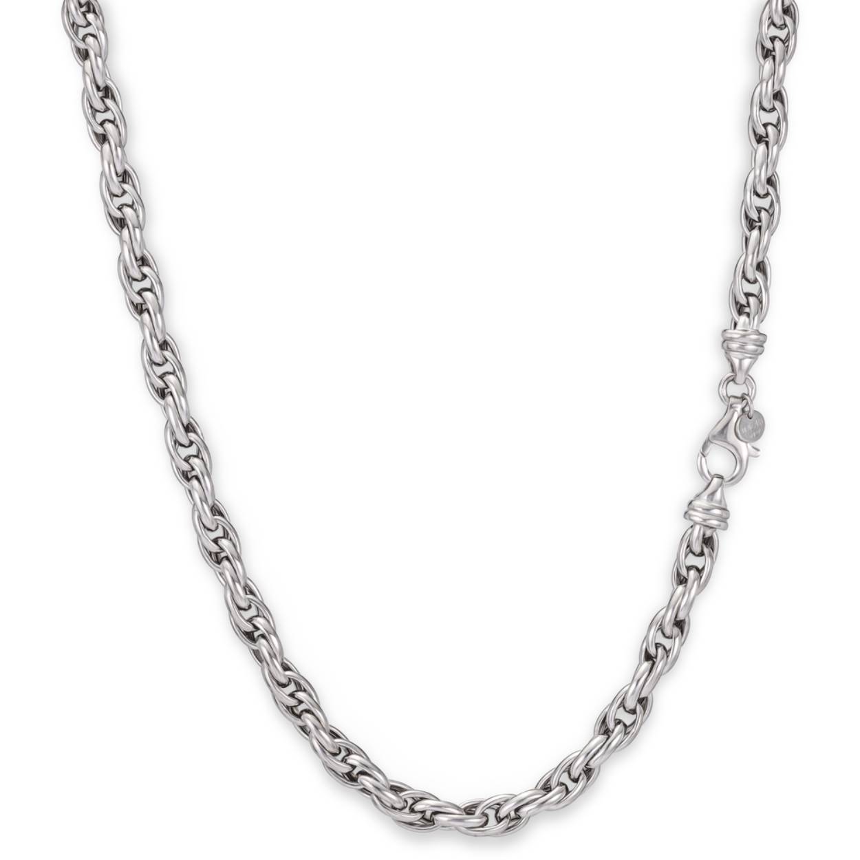 Zilveren collier in koordschakel.
Lengte: 45 cm. Breedte: 7.0 mm.