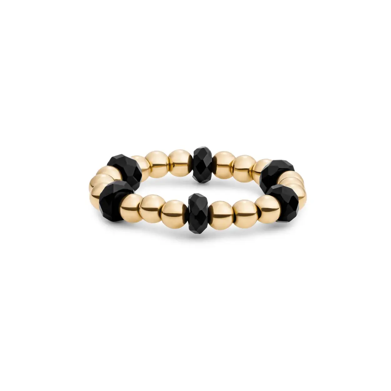 Sparkling Jewels Ring Facet Roundel Onyx Gold SRI-G-RDL-G07