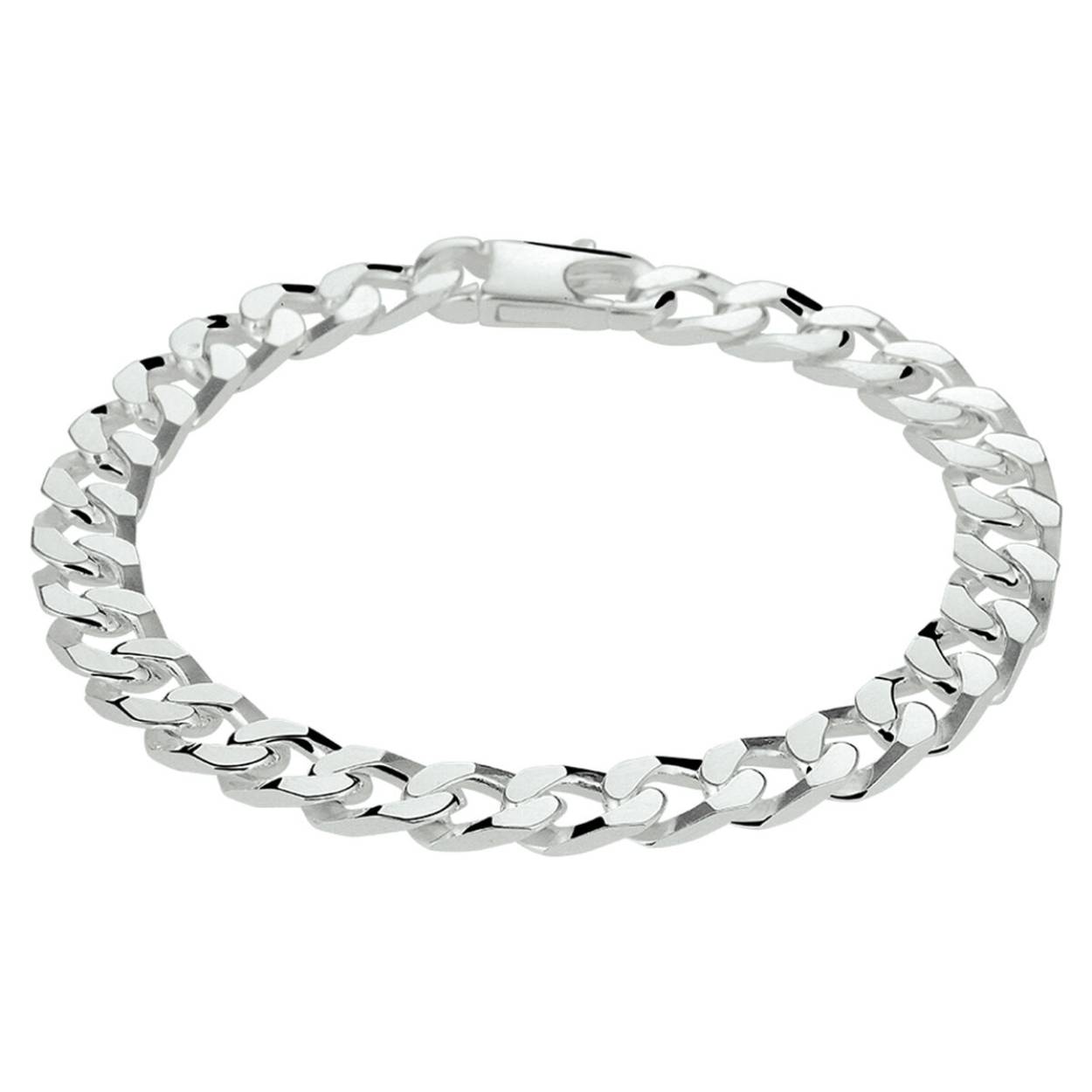 Zilveren massieve schakel armband 