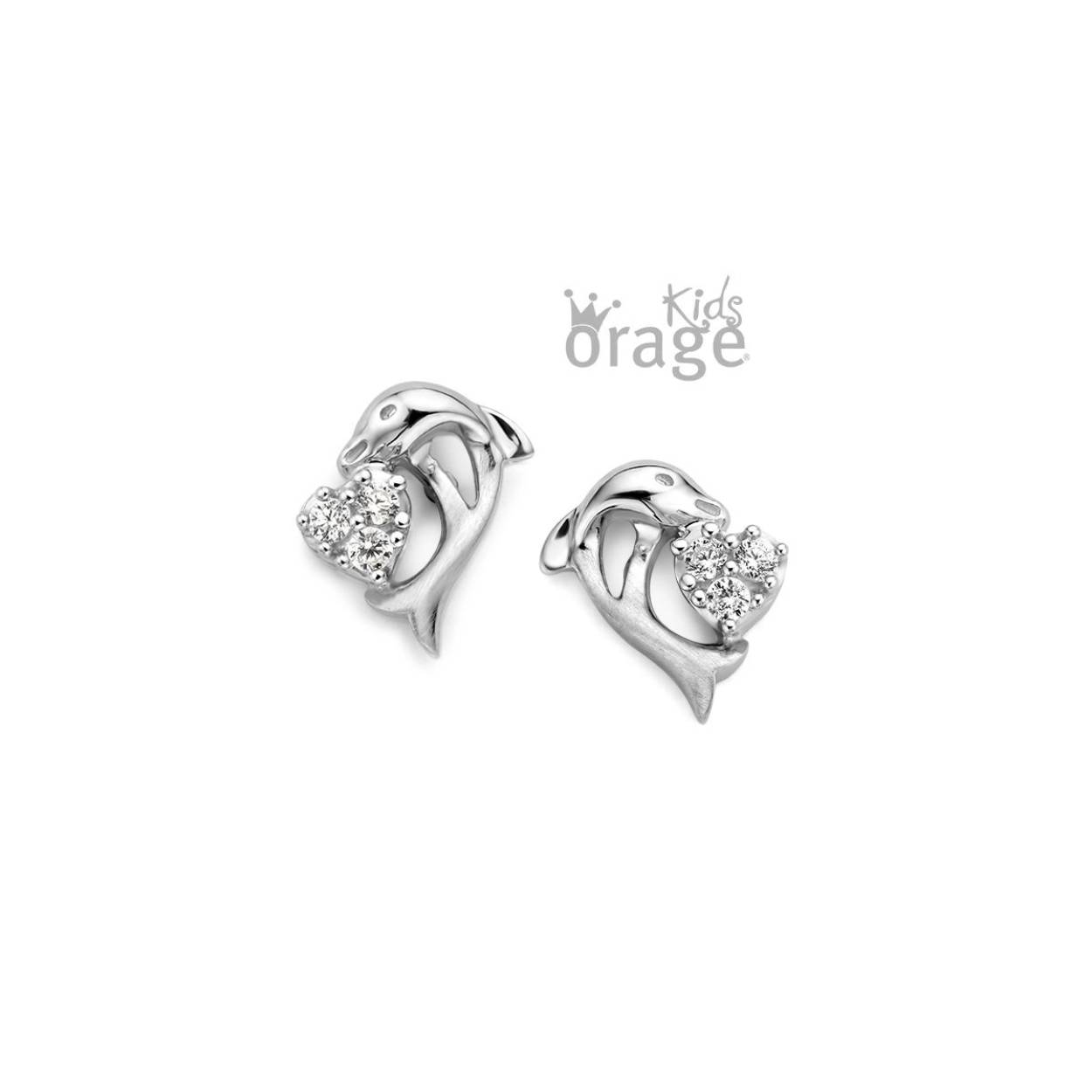  Orage Kids oorstekers dolfijn zilver zirconia