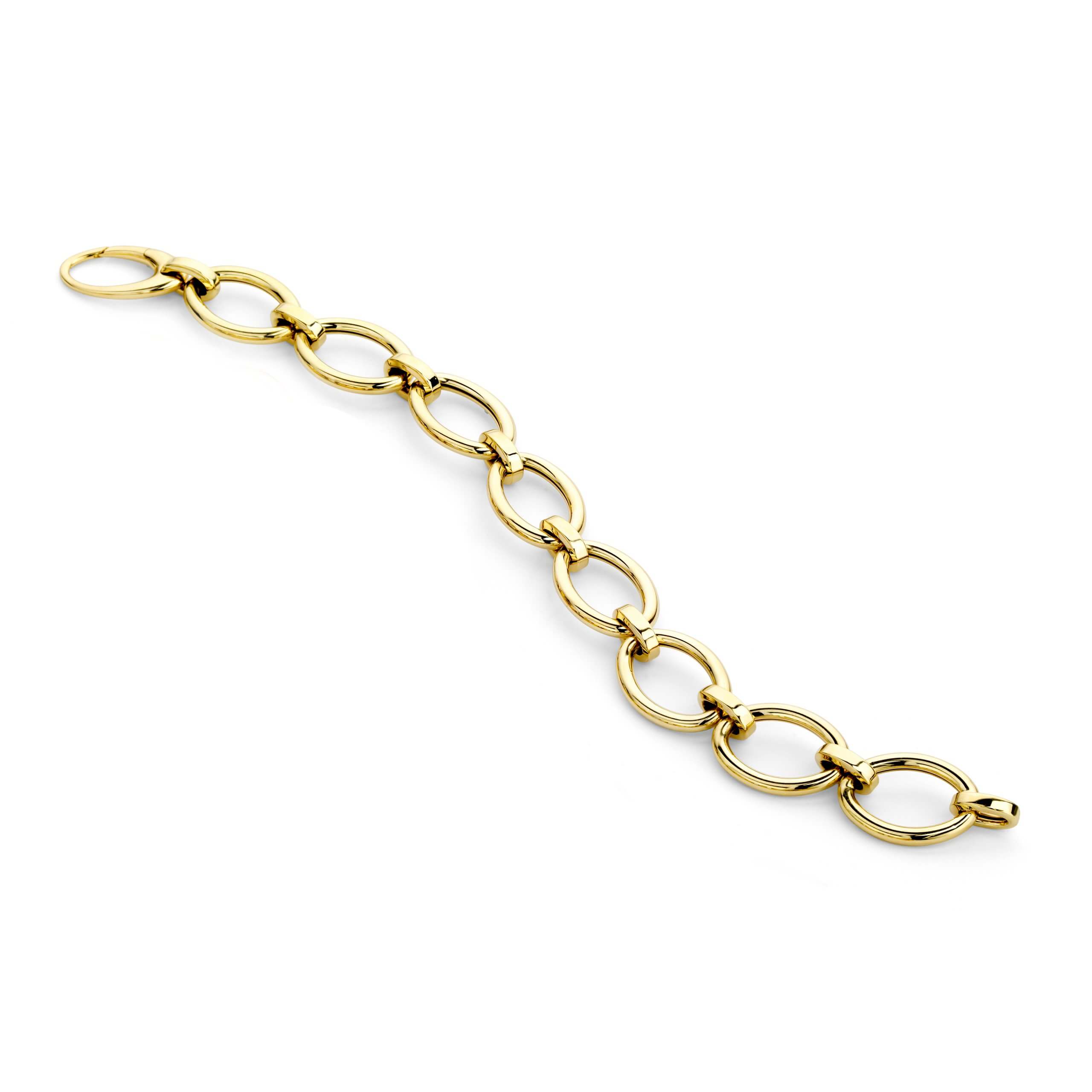 14-karaats geelgouden armband.
Lengte: 19 cm. Breedte: 14 mm.