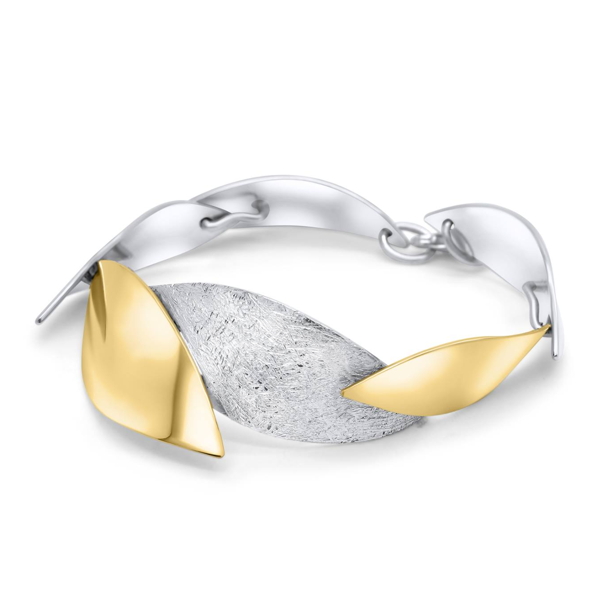 Natuurlijk(e) sieraden! Deze schitterende armband van zilver en goud is een echte eyecatcher.

Graag nemen we je mee met deze sieraden de natuur in. De bladeren, de kleuren, de natuurlijke vormen bijvoorbeeld van boombast of weggespoeld zand zijn inspiratiebronnen om sieraden van deze collectie te ontwerpen. Een draagbaar stukje natuur waar je iedere dag blij van wordt.

Maak een afspraak en kom deze armband passen! Of bestel haar gelijk, dan sturen we deze mooi verpakt naar je toe.