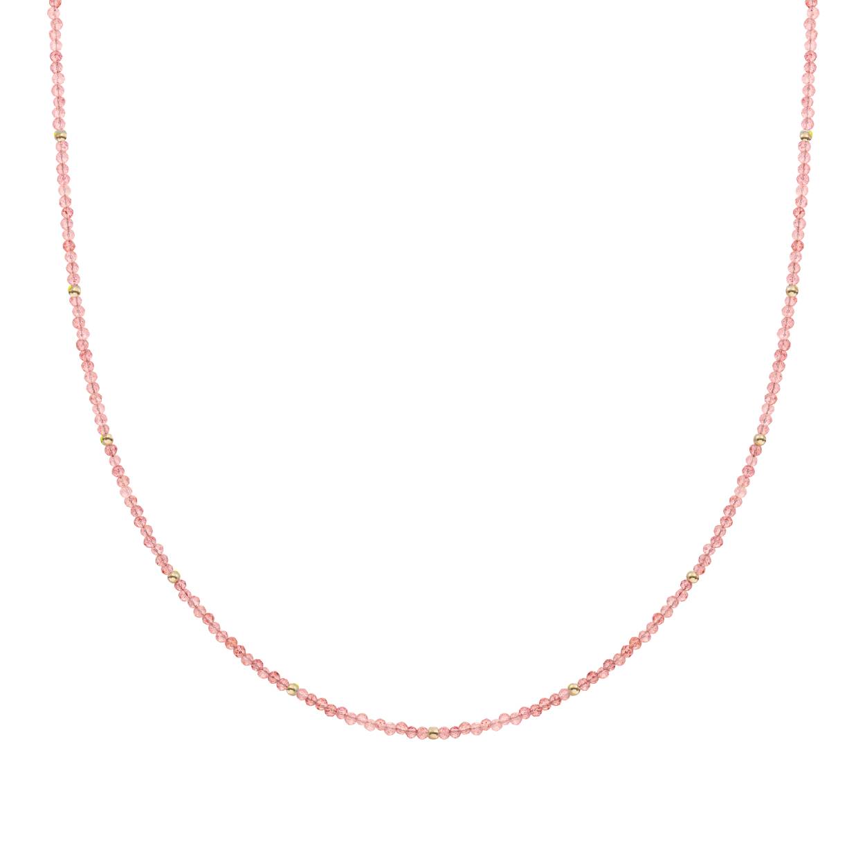 Sparkling Jewels Collier Cherry Quartz 2mm. Silver gold plated. Lengte 42 + 2cm