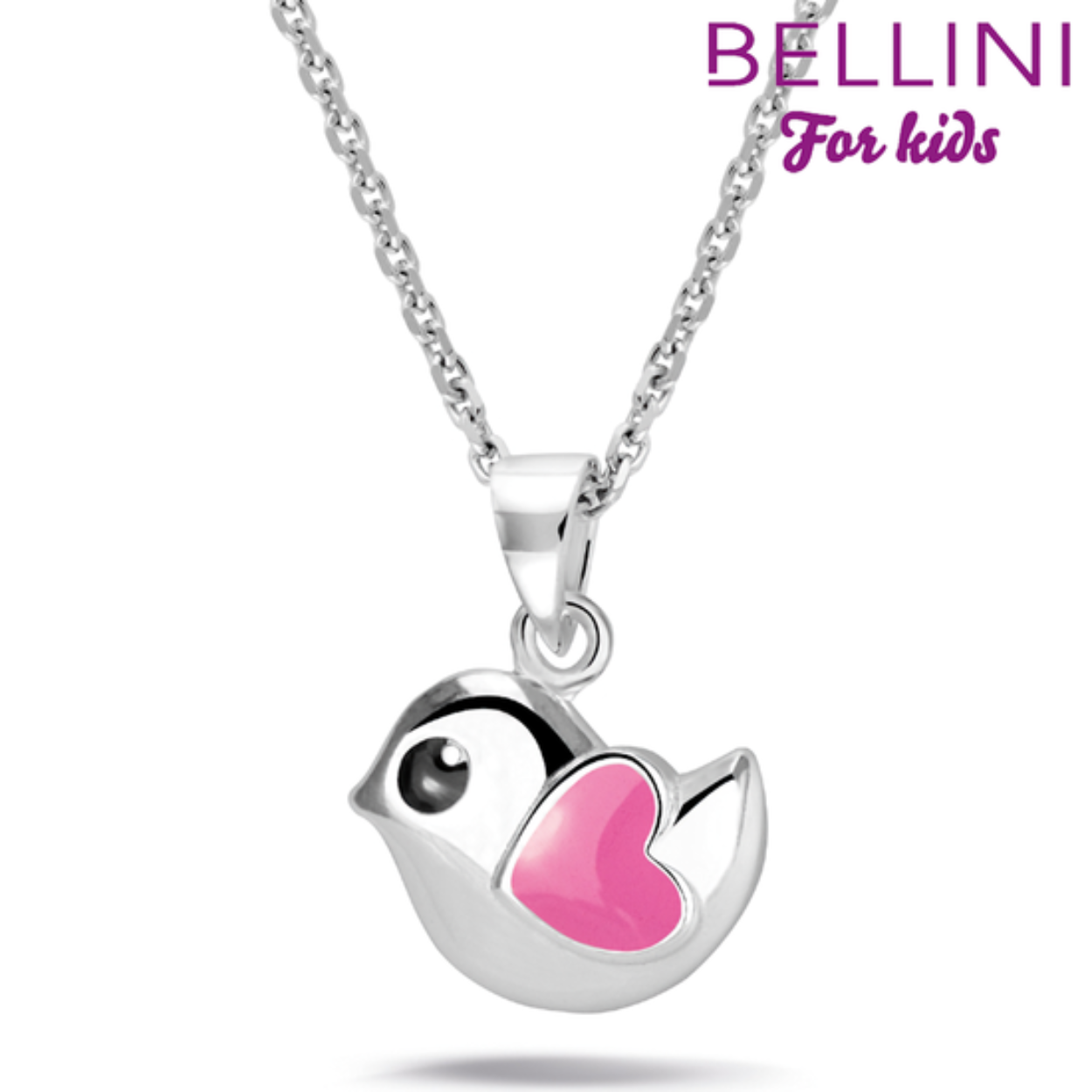 Zilveren hanger vogel (incl. collier)

e gehele Bellini collectie is gemaakt van het eerste gehalte zilver (925) en voorzien van zirkonia's of vrolijk gekleurd emaille. 