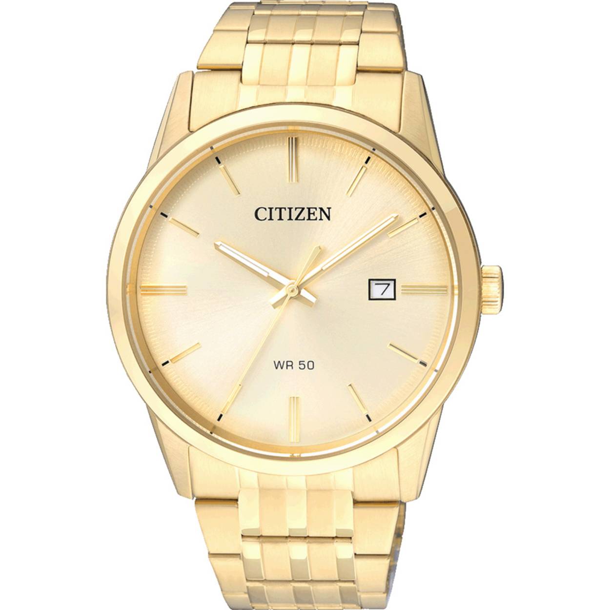 Dit horloge van het merk Citizen heeft een quartz uurwerk. 
Artikelnummer: BI5002-57P

Het horloge heeft een 39mm edelstalen kast met een edelstalen band. Het horloge is afgewerkt met mineraalglas en is 5 ATM / 50 meter waterdicht. 

