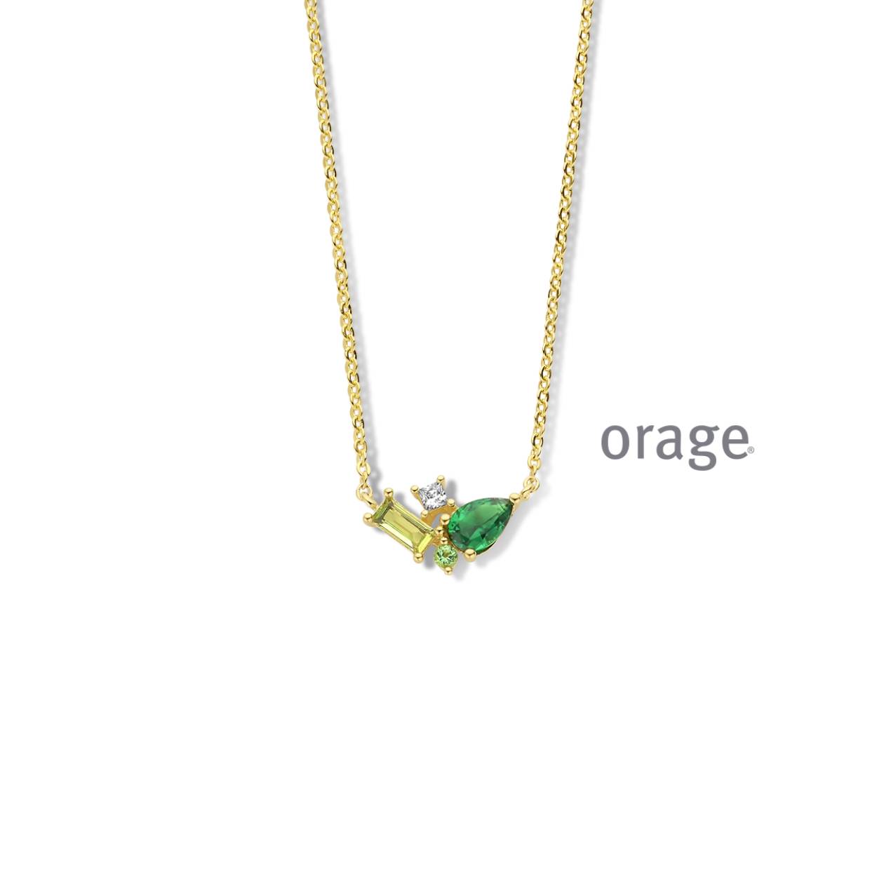 Orage Collier Verguld groen