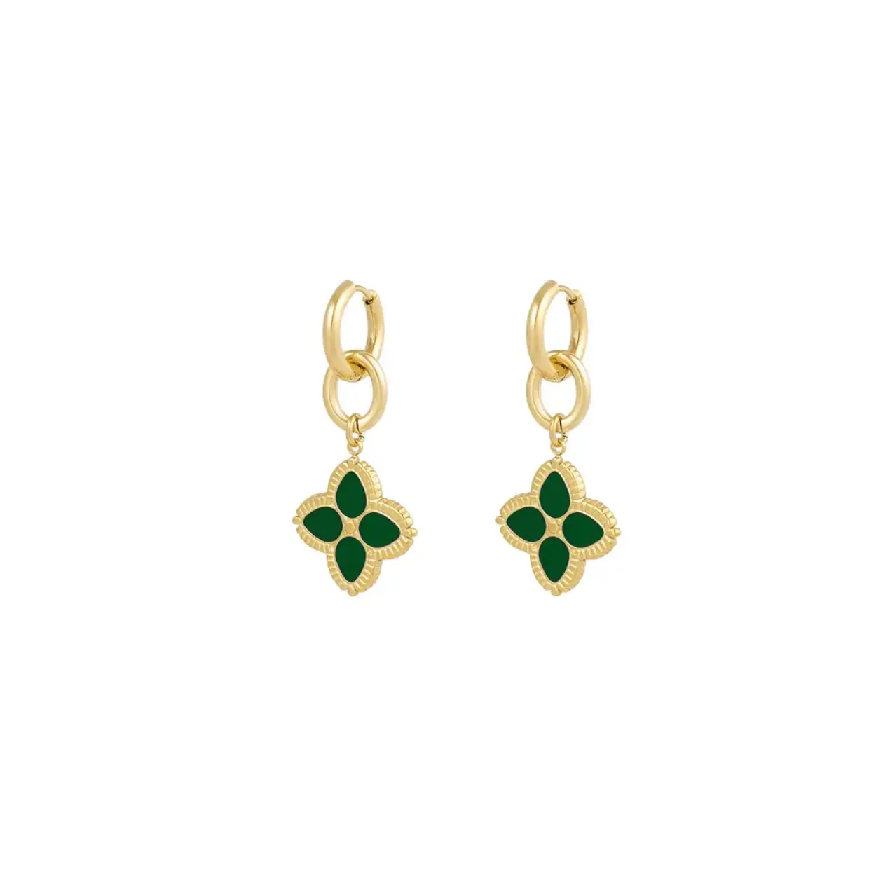 Earrings need flowers - green gold