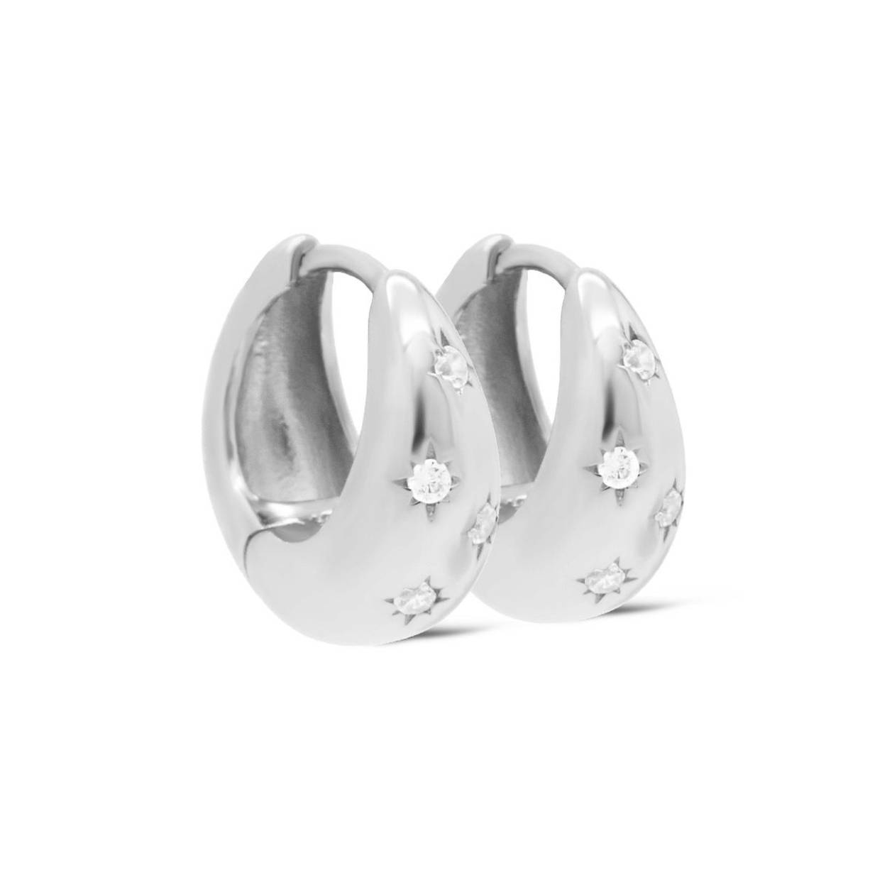 Karma oorringen STELLY stars | zilver | zirkonia's | 15 mm | H497S