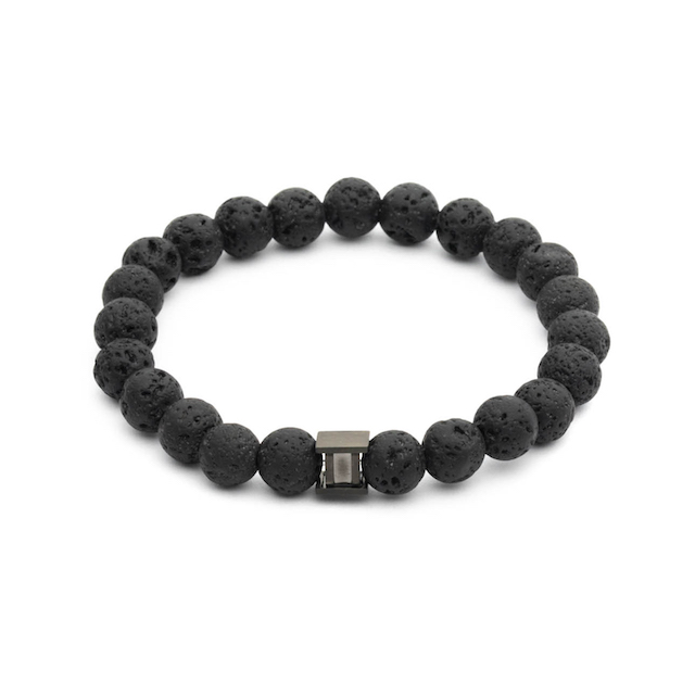 Gemini armband, gemaakt uit de natuursteen Lava Stone uit Azi&euml; (kalmeert uw emoties). De kralen zijn 8 mm diameter - Maat: L (21 cm)