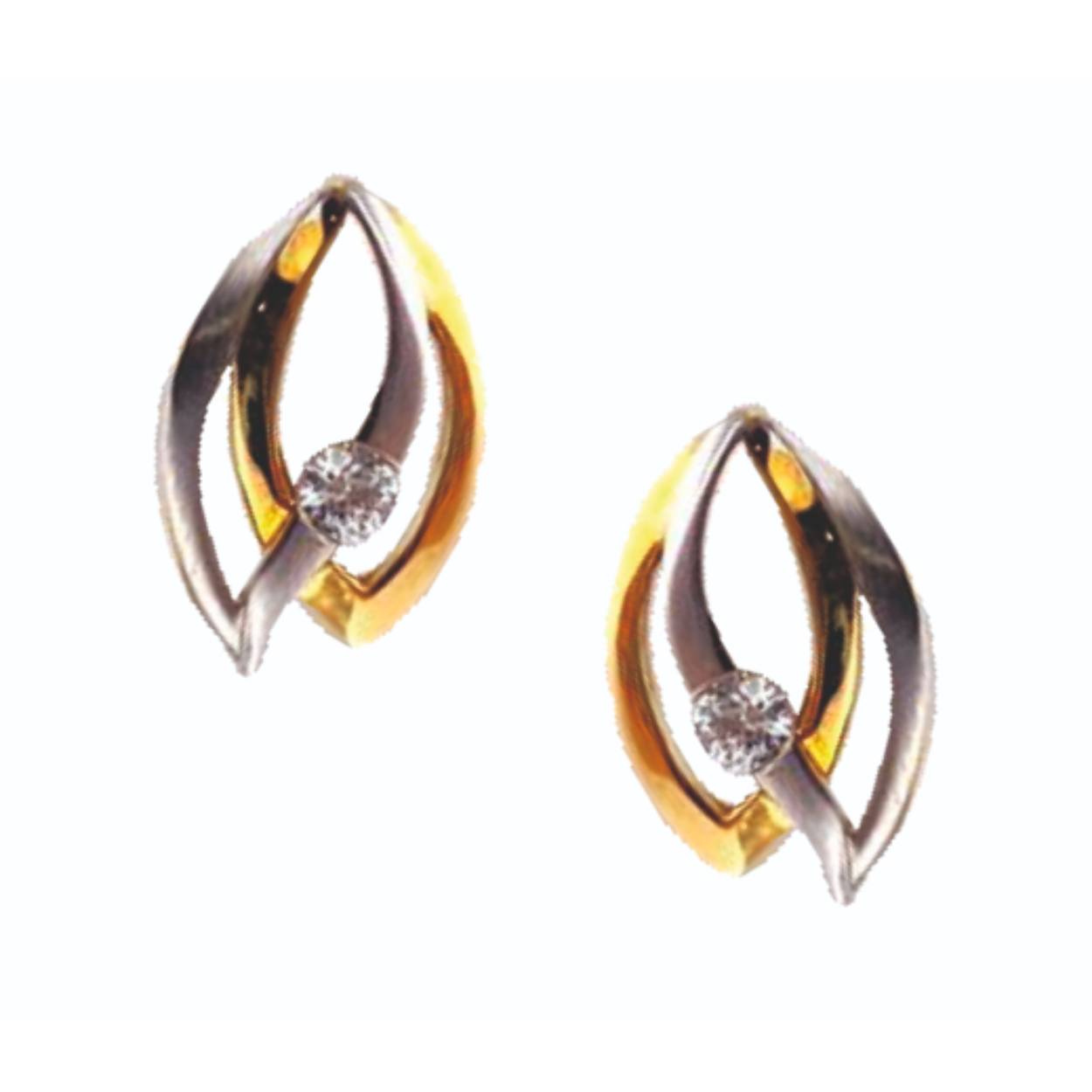oorbellen in wit en geel goud 18kt met zirconium