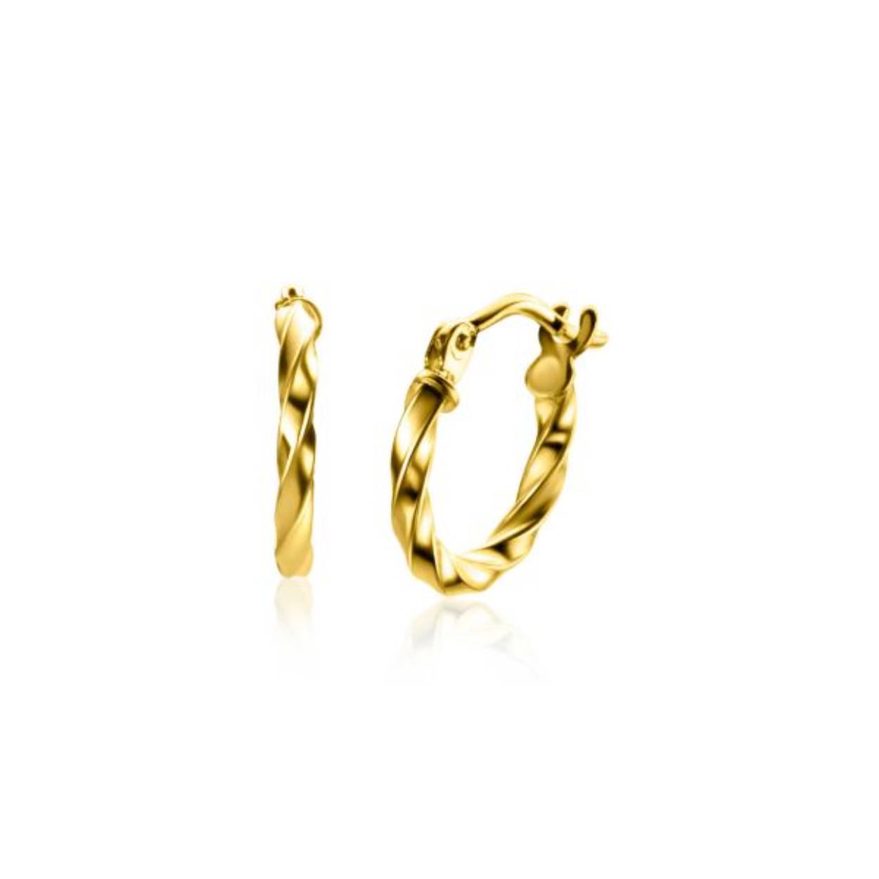 ZINZI Gold 14 krt gouden oorringen gedraaide buis 2mm breed 12mm ZGO331