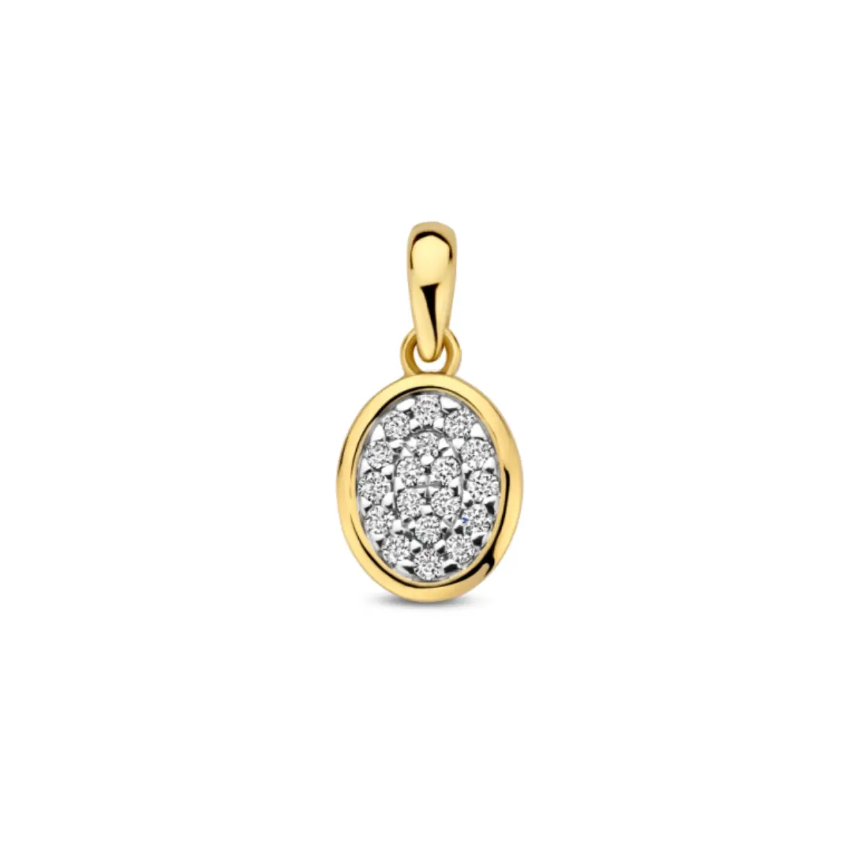 14 karaats geelgouden hanger met pavé gezette diamant (excl. collier)
