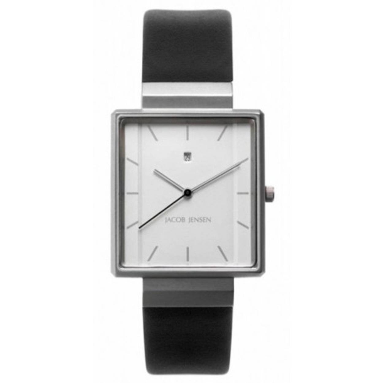 Jacob Jensen 896 titanium herenhorloge met leren band