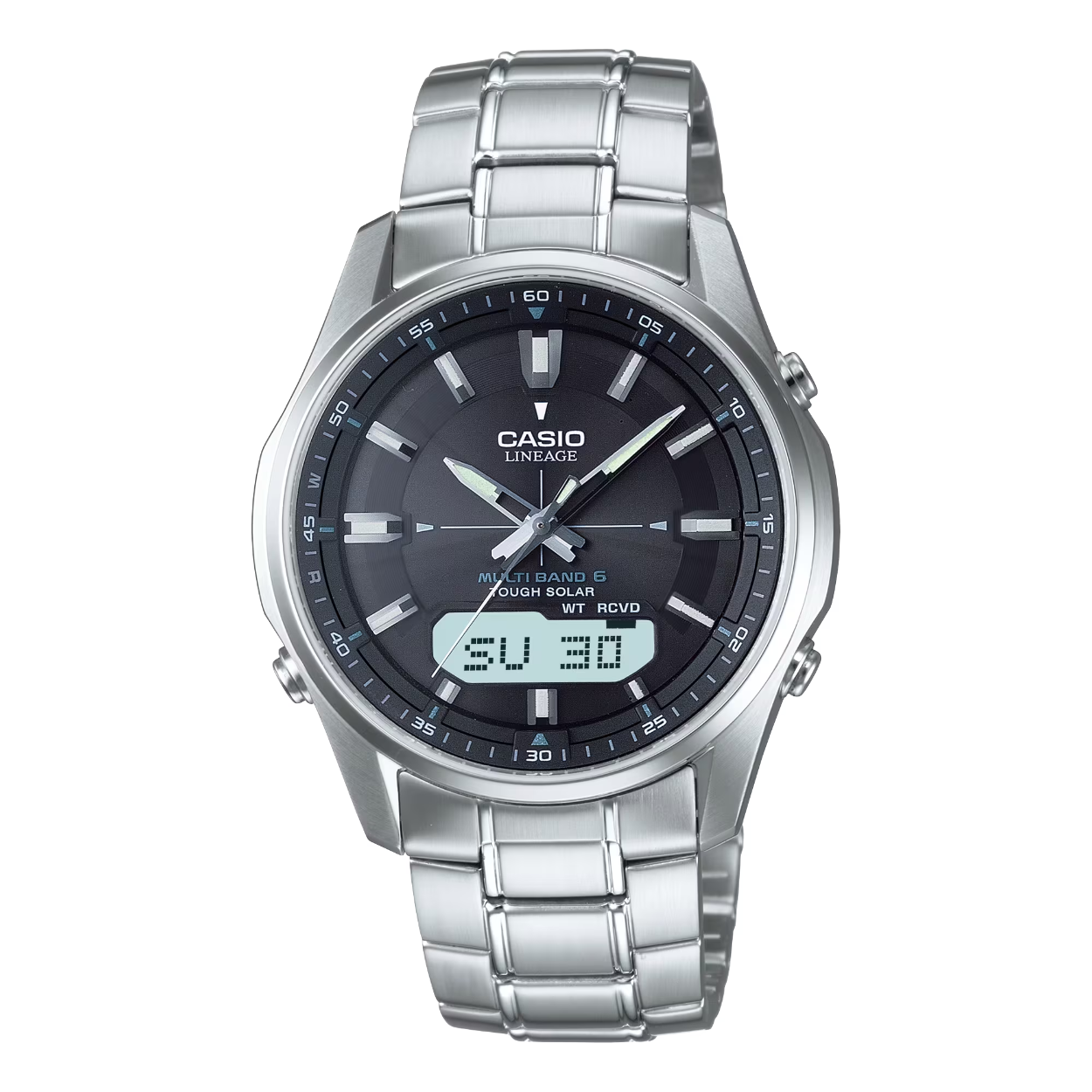 Dit horloge van Casio komt uit de collectie: Radio Controlled. Dit horloge heeft de volgende functies: LED lampje, 5 alarmen per dag, Automatische kalender, 12/24-uurs tijdweergave, Knopgeluiden aan/uit, Lichtenergie, Stopwatchfunctie - 1/100 sec. - 1 uur, Zendergestuurd (EU, USA, JPN, CHN), Wereldtijden