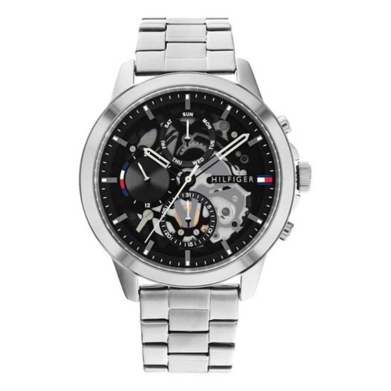 Dit is een herenhorloge van het merk Tommy Hilfiger uit de serie Henry. Met een horlogekast gemaakt van staal en een zilverkleurige band van staal.