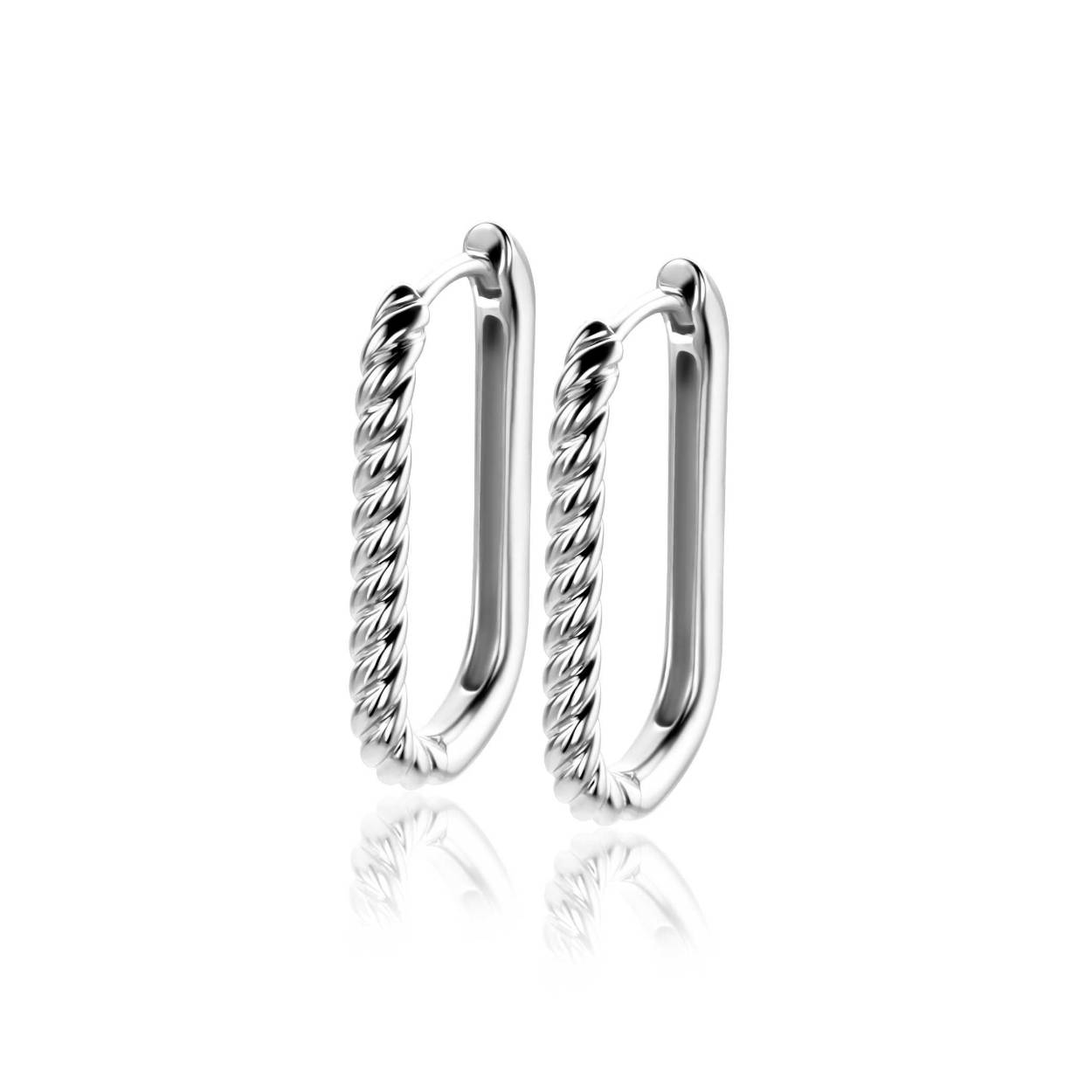 24x2mm ZINZI zilveren oorringen in ovale vorm met gedraaide buis en luxe klapsluiting ZIO2692