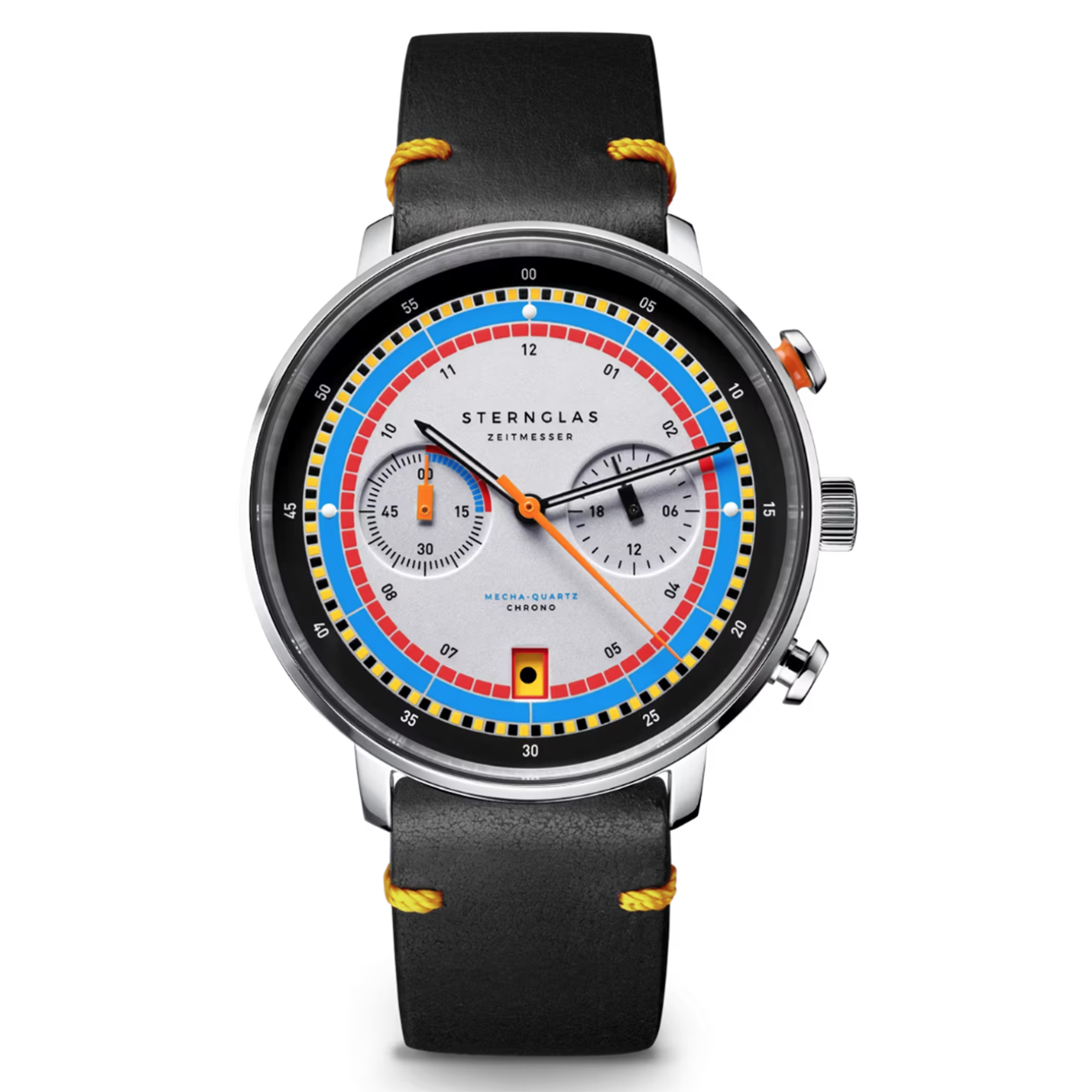 Sternglas S01-HC36-VI22 HAMBURG Heren Horloge

- Behuizing gemaakt van staal, in de kleur zilver
- Horlogeband gemaakt van leer, met gesp
- Quartz uurwerk, werkt op batterijen
- Datum weergave
- Voorzien van saffierglas, zeer hard en vrijwel krasvrij
- 5 ATM waterdicht, geschikt om mee te douchen.
- Breedte van de behuizing is 42 mm
- Dikte van de behuizing is 10 mm
