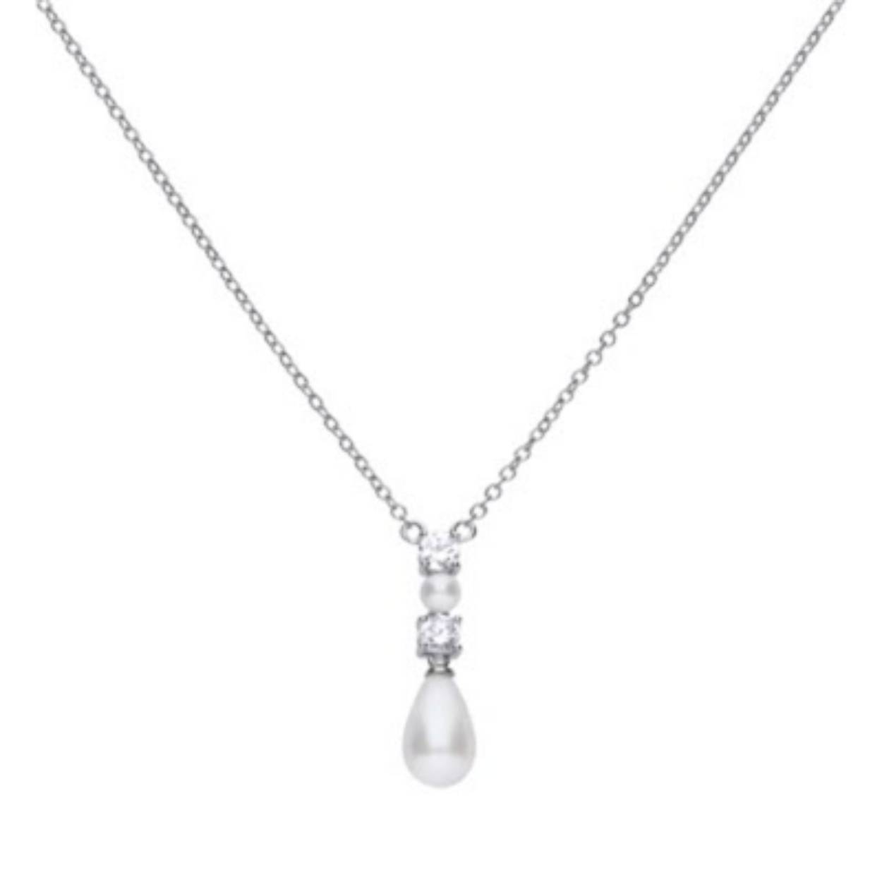 diamonfire collier met parel en zirkonia.
collier is verstelbaar tot 45 cm 