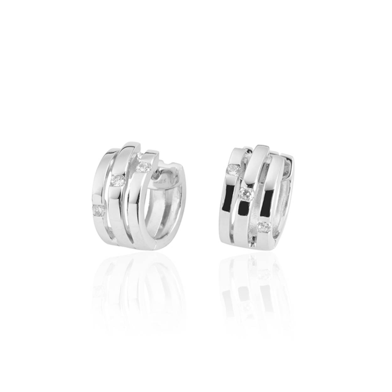 Zilveren oorring 3x Zirkonia E051