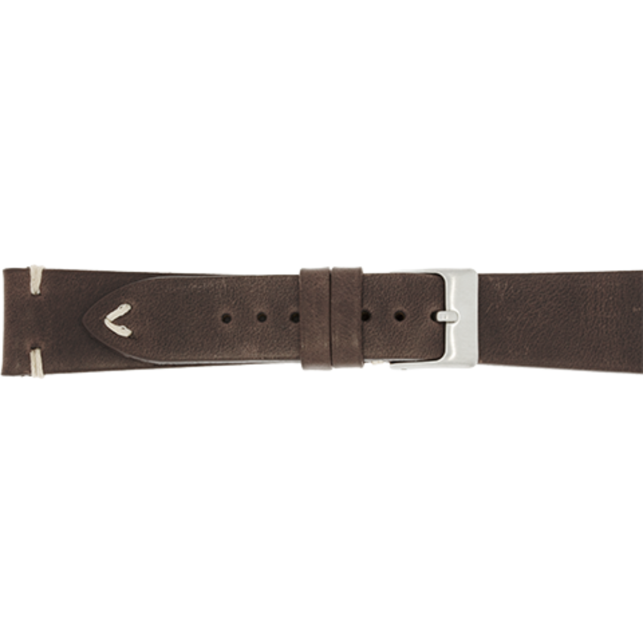Horlogeband leder 518 donker bruin creme stiksel 18mm 