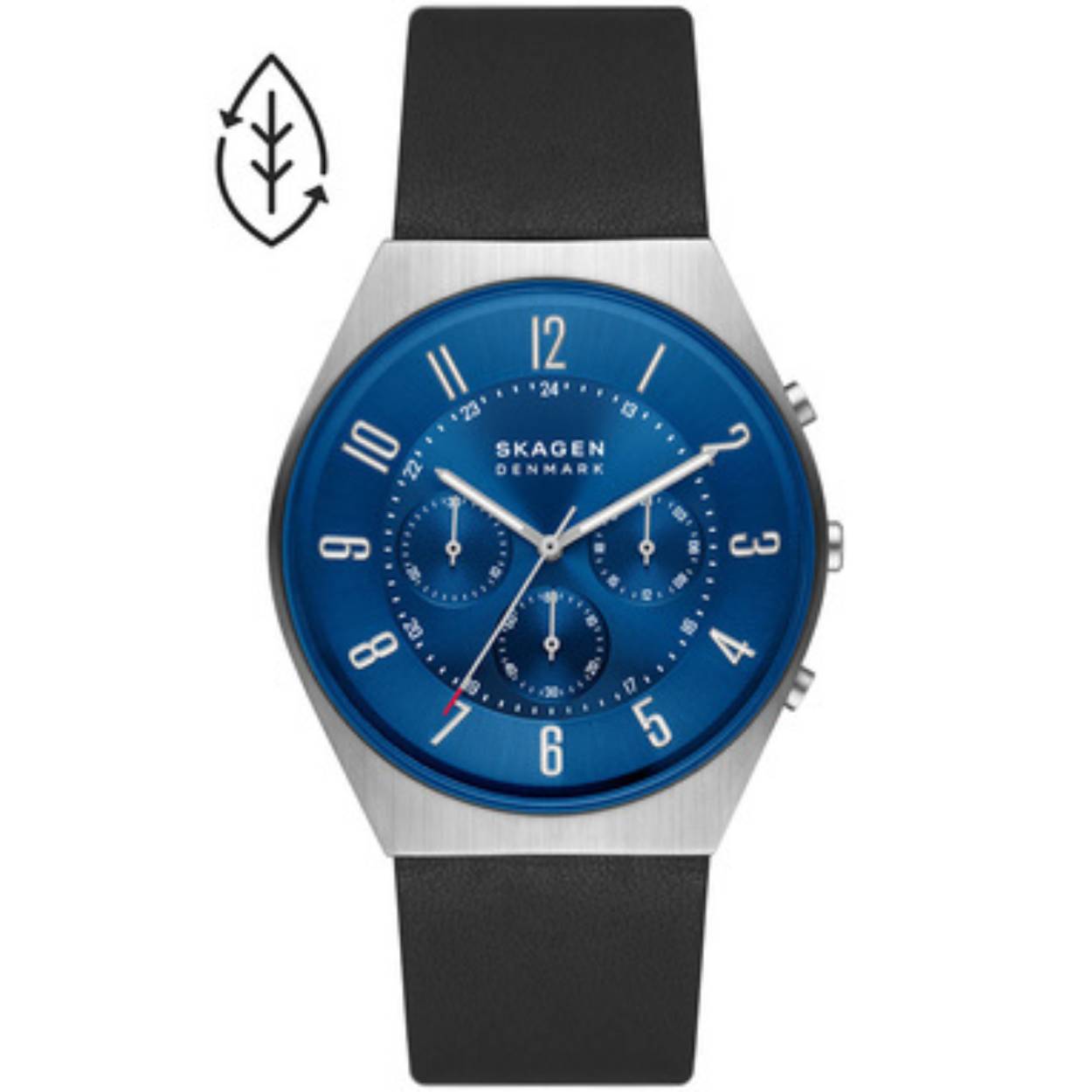 Stijlvol vormgegeven HORLOGE uit de SKAGEN collectie. Het stalen horloge is voorzien van een BLAUWE wijzerplaat en lederen horlogeband welke sluit door middel van een GESPSLUITING. De horloges uit de SKAGEN collectie zijn in diverse designs verkrijgbaar.