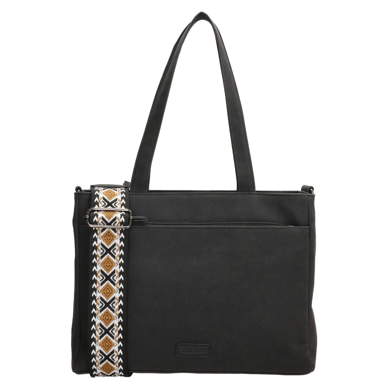 Met deze shopper steel jij de show! Deze prachtige shopper komt uit de Malaga serie van Beagles. Door het strakke design valt die overal mee te combineren. De schouderband heeft een leuk patroon wat de tas een speelse look geeft. Je spullen neem je bovendien geordend met je mee in de meerdere vakken die de tas te bieden heeft. Je shopt de shopper in vrolijke, zachte kleuren. Waar neem jij deze shopper mee naar toe? 

De eigenschappen van deze shopper zijn: 

Hoofdvak met ritssluiting
Voor- en achtervak met ritssluiting
Dubbel handvat
Verstelbare en afneembare schouderband