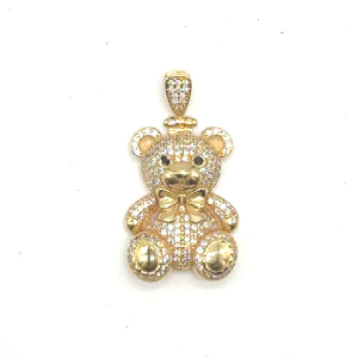 Gouden beer hanger 14 karaats met zirkonia stenen. hanger is ca 6.5 gram en ca 3.5 cm lang. 