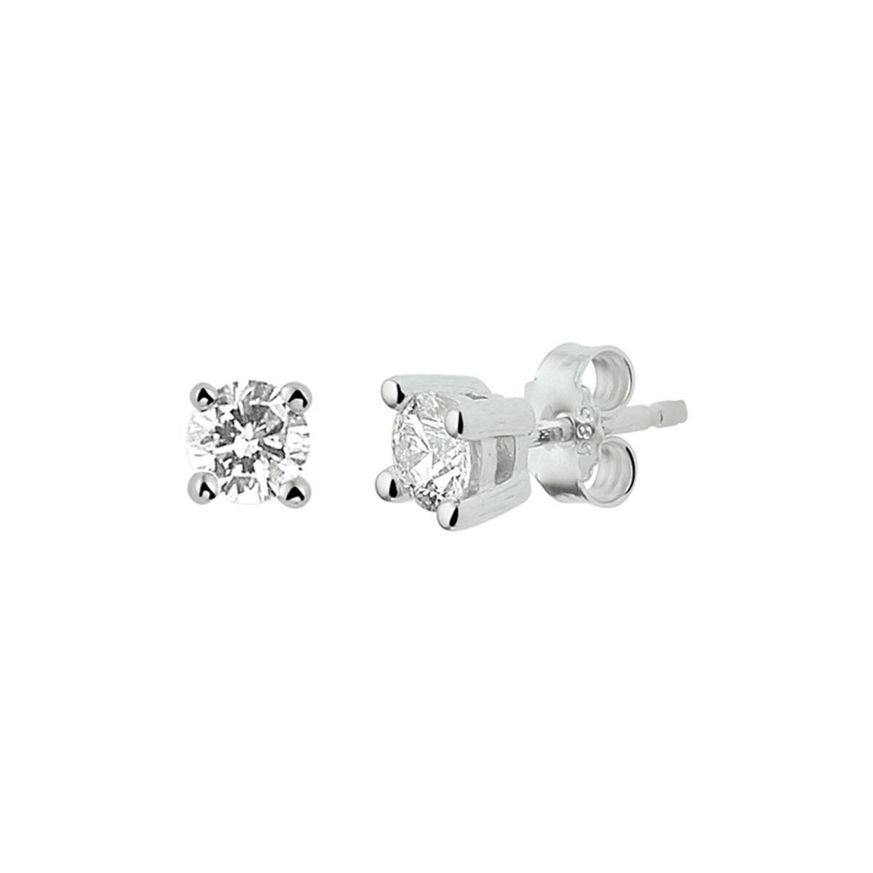 18k witgouden oorknoppen uitgevoerd met een briljant geslepen diamant