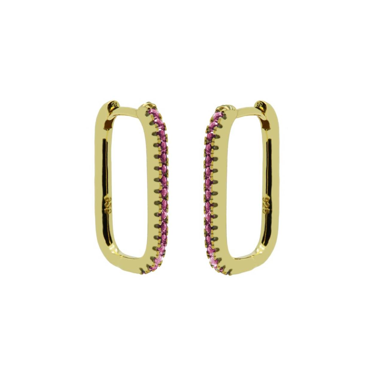 Plain Zirconia RUBY RED Hinged Hoops Round Square Goldplated 20MM