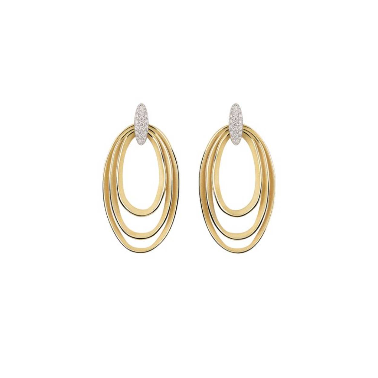 Dune Chic Pavé Series oorhangers, 18Kt Yellow Sunrise Gold met diamanten 0.33ct